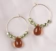 Amber and Green Mali Glass Earrings