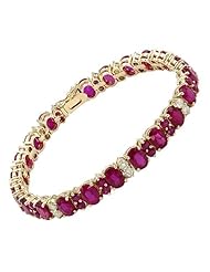 14K Yellow Gold 1.57 CTW Color J-L I1-I2 Diamond and 28.3 CTW Rubies Women Bracelet. Length 7.5 in. Total Item weight 27.7 g.