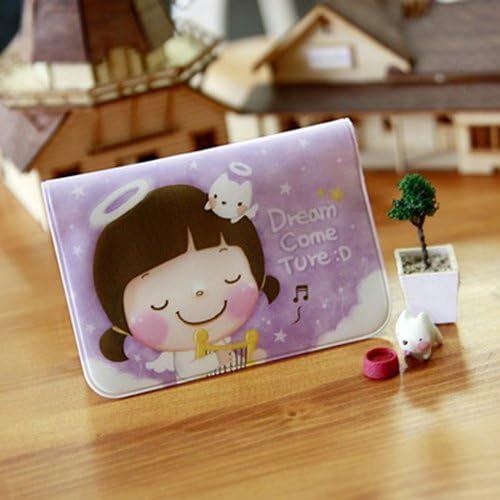 Korean Lovely Girls ID Credit Card Wallet Holder Pocket Bag Case (Moni-Purple)
