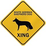 ONLY WHITE GERMAN SHEPHERD DOG XING CROSSING SIGN DOG