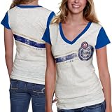 MLB Chicago Cubs Womens Zone Coverage V-Neck T-Shirt - Cream (XX-Large)