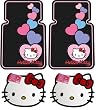 Hello Kitty Face Front & Rear Car Truck SUV Floor Mats + Bonus Bling Sticker Kit