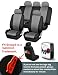 FH-FB060115 Trendy Elegance Car Seat Covers, Airbag compatible and Split Bench, Gray / Black color