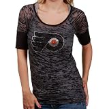 NHL Touch by Alyssa Milano Philadelphia Flyers Ladies Gray Burnout T-shirt with Crystals (Large)