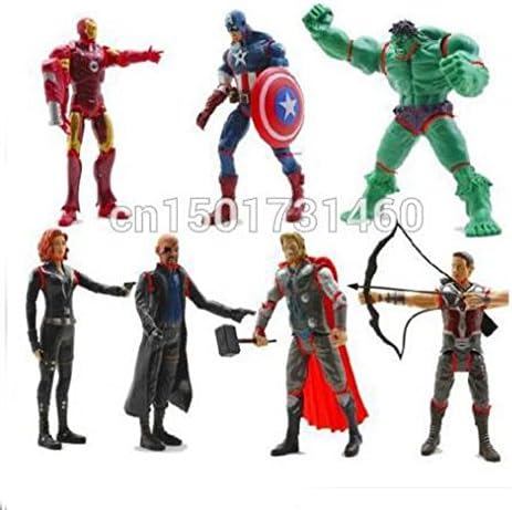 7 PCS SET The Avengers Hulk+Captain America+Black Widow+Iron Man+Thor Figure,for gift,childen