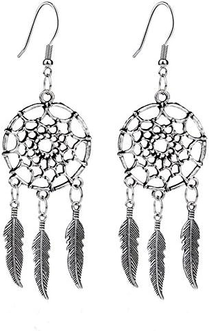 LiangXuanChen Dreamcatcher Pendant Long Feather Earring