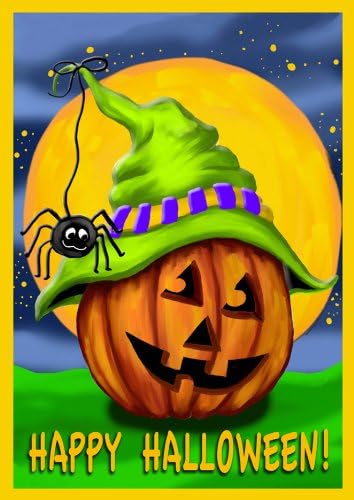 Toland Home Garden111227 Halloween Hitcher Halloween Flag 12x18 Inch Double Sided Halloween Garden Flag for Outdoor House Jack O Lantern Flag Yard Decoration