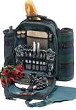 Deluxe Two Person Picnic Pack with Blanket in Green
