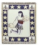 Cheerleader Let's Hear You Yell Mid-Size Deluxe Tapestry Throw Blanket USA Made