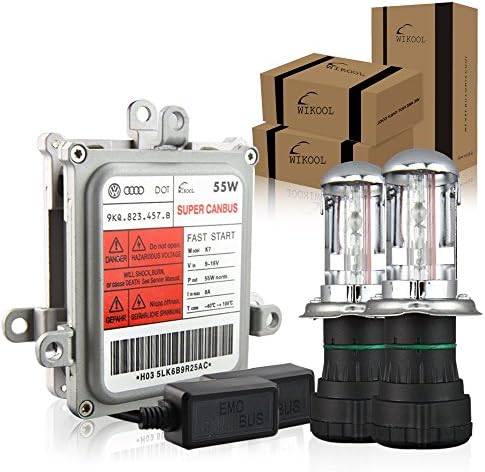 WIKOOL 55W HID Xenon Conversion Kit with "New Advanced Digital Improved Slim Super Ballasts Technology" H4-3 9003 - 5000K Bi-xenon HI/LO HID