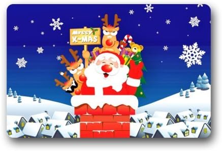 23.6"(L) x 15.7"(W) Door Mat Artistic Designer from Mr Kill Designs Stylish, Decorative, Unique, Cool, Fun, Funky Bathroom - christmas eve santa sleigh