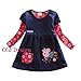 Coralup Little Girls Skirt Autumn Long Sleeve Dress(Navy,5-6 Years)