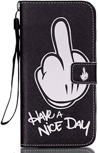 iPhone 6S Case,iPhone 6 Wallet Case, [Wrist Strap Series] Art Painting PU Leather Wallet Case with STAND Flip Cover for iPhone 6 and the New iPhone 6S (Fuck a Nice Day)