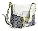 Coach Signature Denim White Leather Flap Shoulder Bag 11585 BDEWT