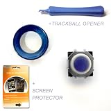 Blackberry Trackball Replacement Kit - Blue / White Trackball & Blue Rim for Blackberry 8100 / 8130 / 8300 / 8310 / 8320 / 8800 / 8820 / 8830 / 8900 / 9000 / Curve / Pearl + Trackball Tool / Opener + FREE BONUS Digicom Screen Protector for Blackberry Curve 8300