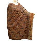Two Sided Handmade Jamawar Wool Shawl With Leaf Design Border Gift For Her (Free Shipping) Shwl0100r