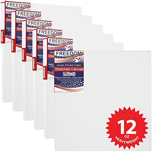 US Art Supply 36 X 36 inch Professional Quality Acid Free Stretched Canvas 6-Pack - 3/4 Profile 12 Ounce Primed Gesso - (1 Full Case of 6 Single Canvases)