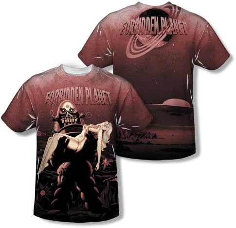 Forbidden Planet Poster Short Sleeve Mens Poly Crew Sublimation White Xl