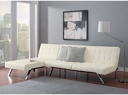 Luxury Modern Comfortable Soft Futon Chaise Lounge Combo Living Room Furniture Set Combo Bundle White Leather