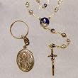 Boxed Metal Rosary - Pope St. Benedictus XVI Rosary and Key Chain Set - 4mm Metal Beads - 22in. Chain - IMPORTED FROM ITALY