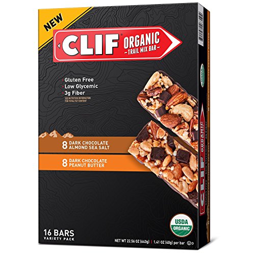 CLIF Organic Trail Mix Bar Variety Pack 16 Count - 8x Dark Chocolate Peanut Butter, 8x Dark Chocolate Almond Sea Salt (Certified USDA Organic) by Clif Bar