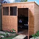 Tyne Wooden Pent Roofed 8'x6' Garden Shed with Tongue and Grooved Cladding, Fixed Side Windows with Styrene Window Glazing and Pre-Treated with Timber Preservative