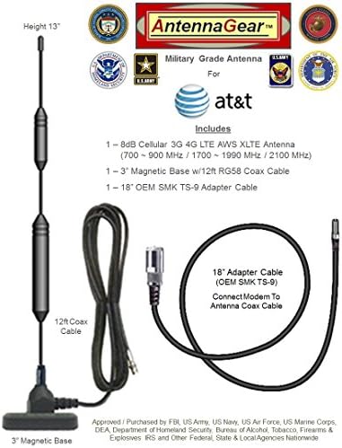 8dB Sierra Wireless AT&amp;T USBConnect Lightning, USB305 / U305 USB Modem External Antenna w/OEM SMK TS-9