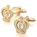 INBLUE Men's Rhodium Plated Cufflinks CZ Gold Tone Crown Cross Shirt Wedding Vintage Unique