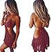 Asoidchi Women Sexy Knit Hollow Out Halter Bikini Dress Cover Up (Red Wine)