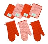 Review Eugenia Linens OM-GS-01 / Oven Mitt, Burnt Orange and White Gingham with Solid-color Accents