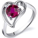 Heart Shape 1.00 carats Ruby Solitaire Ring in Sterling Silver Available in Sizes 5 thru 9