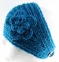 100% Handmade Knit Flower Headband best for Ponytail Styling, Blue