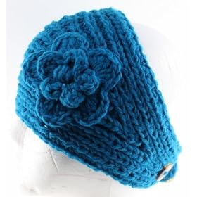 Buy 100% Handmade Knit Flower Headband best for Ponytail Styling, Blue by NYGIftStop Headband