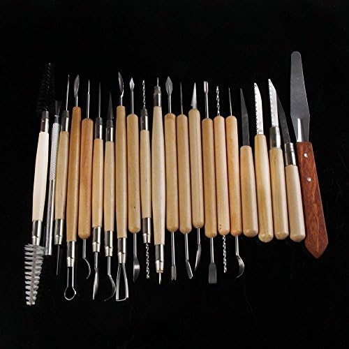 22pcs Stainless Steel and Wooden Handle Clay Pottery Sculpture Tool New (Size: 22)