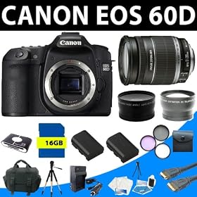 Canon EOS 60D SLR Digital Camera with Canon EF-S 18-200mm IS Lens + 16GB Professional Accessory Kit