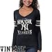 MLB '47 Brand New York Yankees Ladies Homerun Long Sleeve Premium T-Shirt - Navy Blue