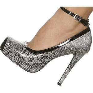 Highest Heel Women's BAM-19 4" Square Toe Pull Over Platform Pump With Ankle Strap, available in 2 colors
