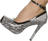 Highest Heel Women's BAM-19 4 Square Toe Pull Over Platform Pump With Ankle Strap, available in 2 colors