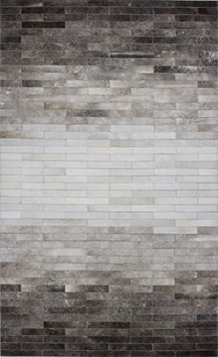 Bashian SANTA FE H5 Collection Hand Stitched Leather Area Rug, 9' x 12', Grey