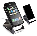 Non-Slip Cell Phone Stand (Black) with USB 2.0 4-Port Hub - Great for iPods ....