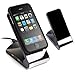 Non-Slip Cell Phone Stand/Charger (Black) with USB 2.0 4-Port Hub - Great for iPods, iPhones, Cellphones and MP3 Players