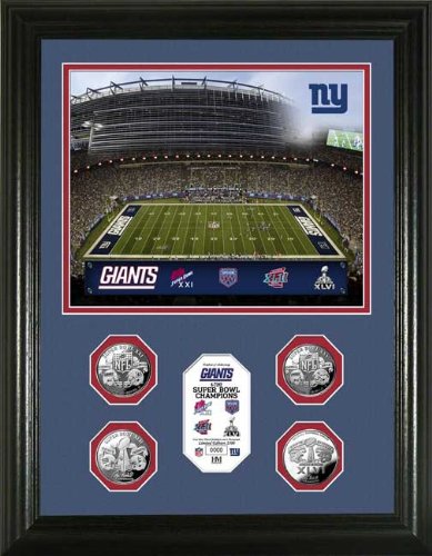 New York Giants - Super Bowl 46 XLVI - 4 Coins - Framed Photo Picture
