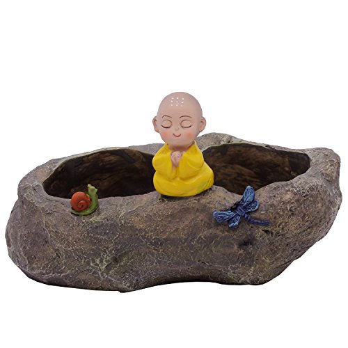 Meditating Monk Succulent Plants Pot Handmade Like Stone