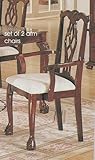 Set of 2 Antique Queen Anne Style Cherry Finish Wood Dining Arm Chairs Chai ....