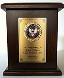AIR FORCE CREMATION URN W/ENGRAVING, HARD WOOD, WOODEN MILITARY FUNERAL URN