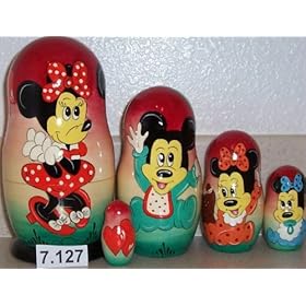 Russian Nesting Mickey Mouse Micky Doll. 5 Pieces / 7 in Tall #7.127
