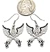 Western Dual Revolver Pistol Gun Dangle Earrings Angel Wings Body Fashion Jewelry