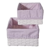 Tiddliwinks Lilac Butterfly Set of 2 Baskets - White/ Lavender