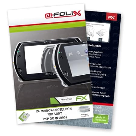 atFoliX FX-Mirror Stylish screen protector for Sony PSP Go (N-1000) / PSPgo (N1000) - Fully mirrored screen protection! Highest Quality - Made in Germany!