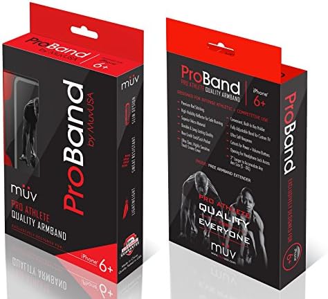 iPhone 6 Plus / 6S Plus Armband For Running (5.5") - #1 Rated Exercise &amp; Workout Sport Band - Fits EVERY Arm Size (S - XL) - Includes Free Extender - For Men &amp; Women - Black Case With Red Stitching